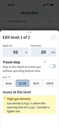 Dive Kit gas input with live ppO₂ and density feedback