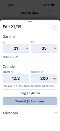 Dive Kit gas input with live ppO₂ and density feedback