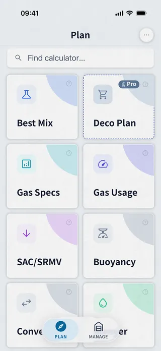 Dive Kit's grid of free companion tools